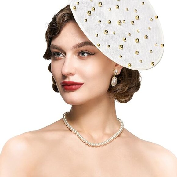 Fascinator Hat Cocktail Tea Party White - Picture 4 of 5
